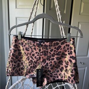 Lorenzo Rossi Leopard Print Sequin Skirt